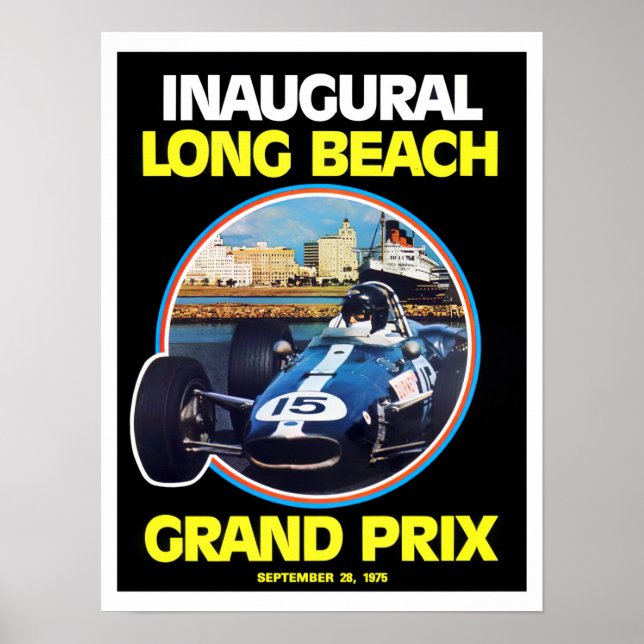 Póster Carrera en el Gran Premio de Long Beach de 1975 (Frente)