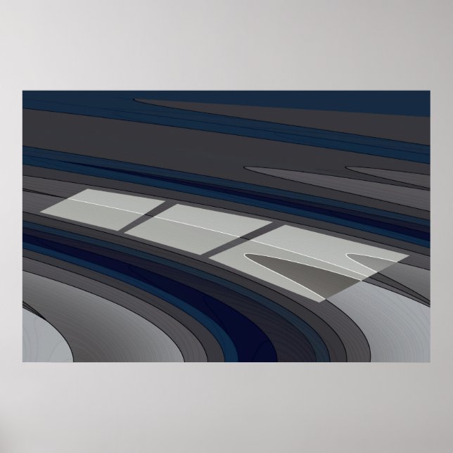 Póster Carrera en pista gris azul (Frente)