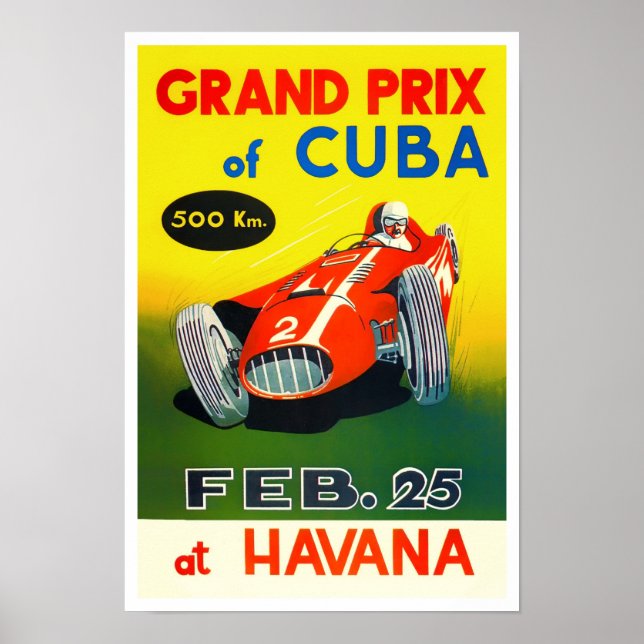 Póster Carrera vintage del Gran Premio de La Habana de Cu (Frente)
