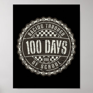 Póster Carreras a través de 100 días de escuela - Motocic