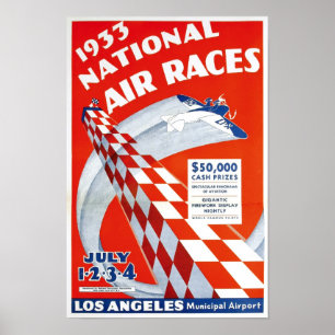 Póster Carreras Aéreas Nacionales, 1933. Publicidad Vinta