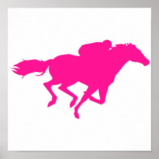 Póster Carreras Caballo Rosado Caliente; Caballo Race