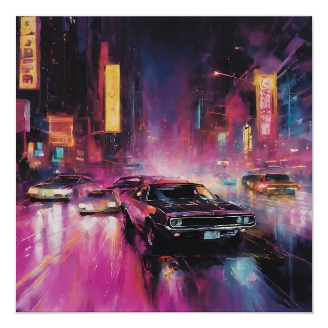 Póster Carreras callejera nocturna en la vibrante ciudad (Anverso)