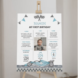 Póster Carreras Coche Primer Poster de foto de cumpleaños