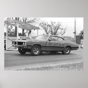 Póster Carreras de arrastre de vintage - 1970 Olds 442 Ch