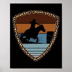 Póster Carreras de barril de vaca Caballo de caballo mont