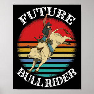 Póster Carreras de barril de vaca de Rodeo
