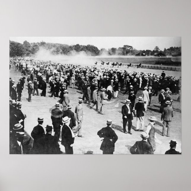 Póster Carreras de caballo en la foto de Saratoga (Frente)