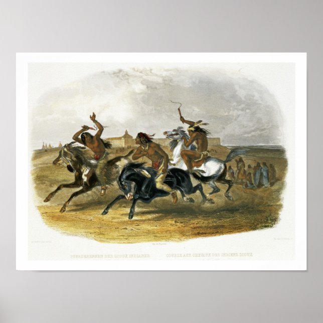 Póster Carreras de caballos de los indios sioux cerca de  (Frente)