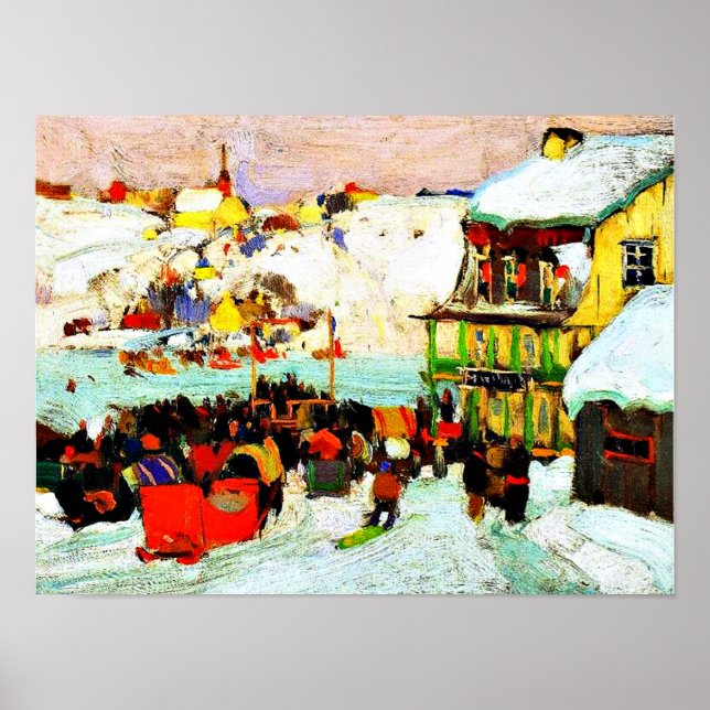 Póster Carreras de caballos en invierno por Clarence Gagn (Frente)