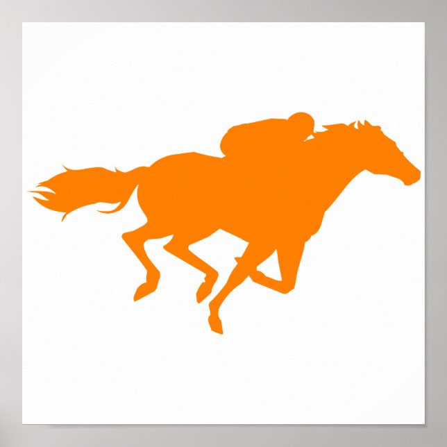 Póster Carreras de caballos naranja (Frente)