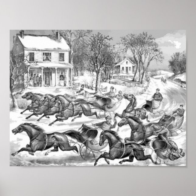 Póster carreras de caballos retro (Frente)