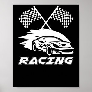 PÓSTER CARRERAS DE COCHE DE BANDERA COMPROBADA
