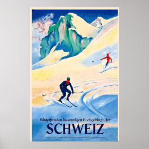 Póster Carreras de Esquí Diversión Invernal en las Solead