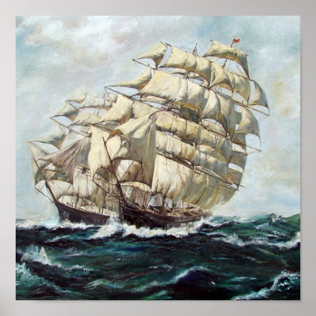 Póster Carreras de fragatas de vela (Frente)