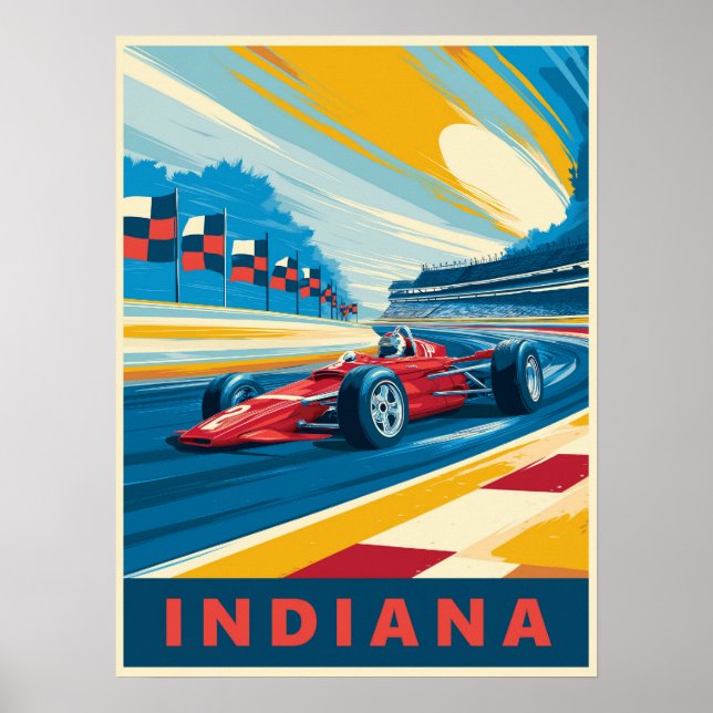Póster Carreras de Indiana Vintage (Frente)