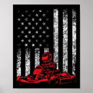 Póster Carreras de Kart - Carrera de la Bandera Americana