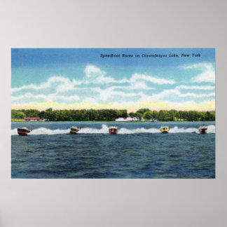 Póster Carreras de lanchas rápidas en el lago