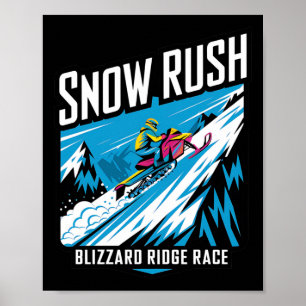 Póster Carreras de moto de nieve con fiebre de nieve - De