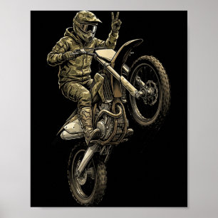 Póster Carreras de motocross en bicicleta de tierra camuf