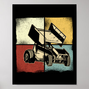 Póster Carreras de pista sucia retro Sprint Car Sprint Ca