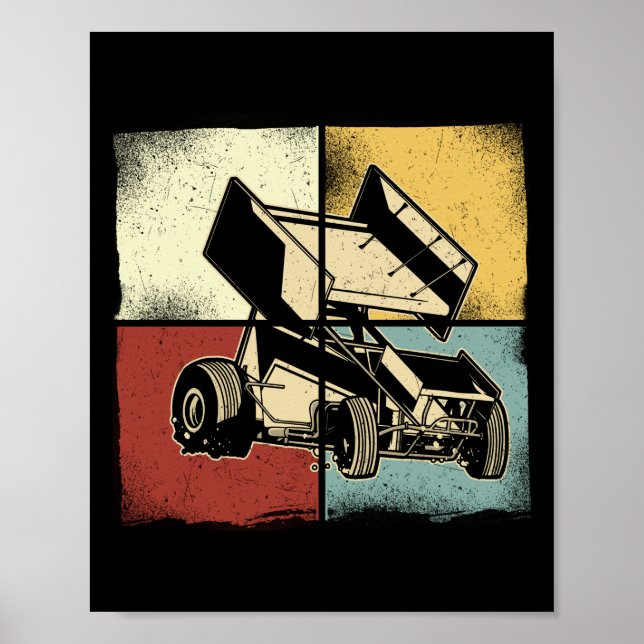 Póster Carreras de pista sucia retro Sprint Car Sprint Ca (Frente)