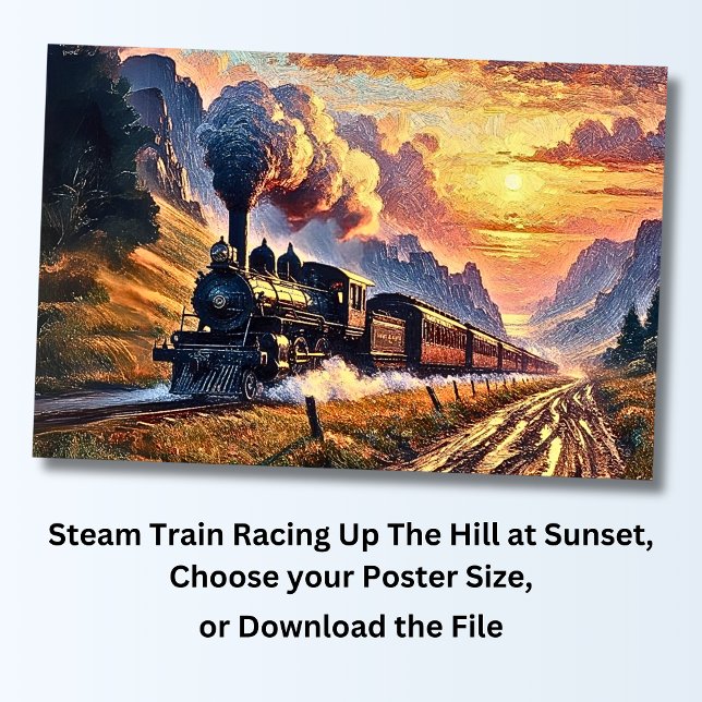 Póster Carreras de trenes de vapor en la colina al atarde (Subido por el creador)