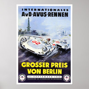 Póster Carreras de vintage del Gran Premio de Berlín de 1