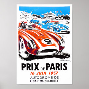 Póster Carreras de vintage del Gran Premio de París de 19
