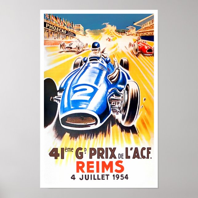 Póster Carreras de vintage del Gran Premio de Reims de 19 (Frente)