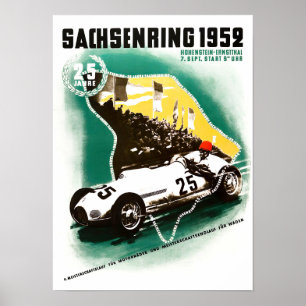Póster Carreras de vintage del Gran Premio de Sachsenring