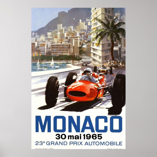 Póster Carreras del Gran Premio de Mónaco de 1965 (Frente)