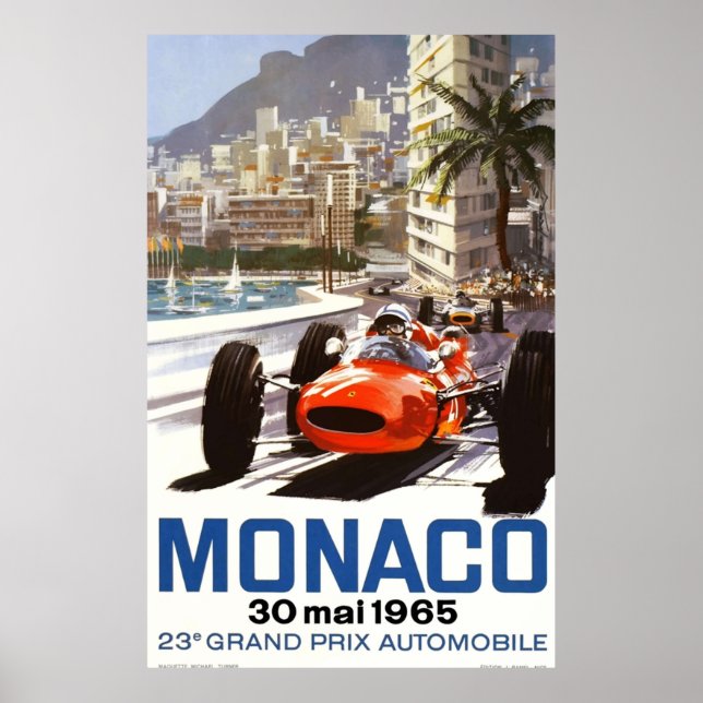 Póster Carreras del Gran Premio de Mónaco de 1965 (Frente)