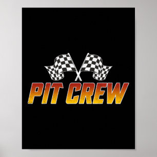 Póster Carreras Familia Cumpleaños Race Car Retro Pit Cre
