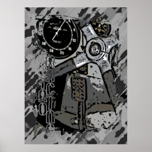Póster Carreras retro - bandeja gris