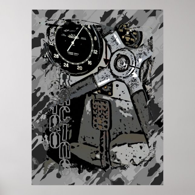 Póster Carreras retro - bandeja gris (Frente)