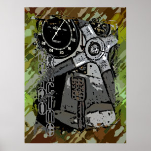 Póster Carreras retro - bandeja verde