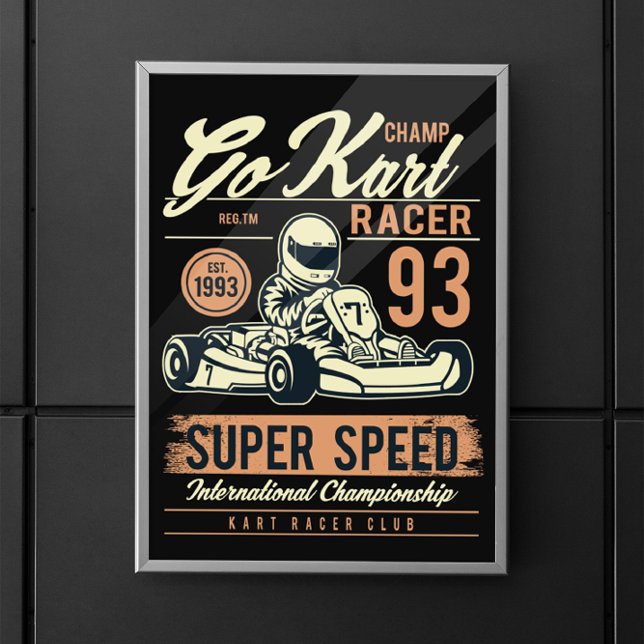 Póster Carreras Vintage Go Kart (go kart racing vintage poster)