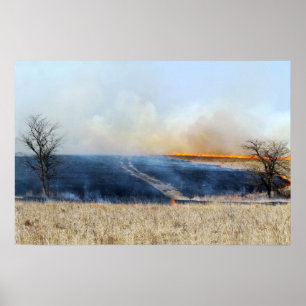 Póster Carretera a través de la quemadura de la pradera 2