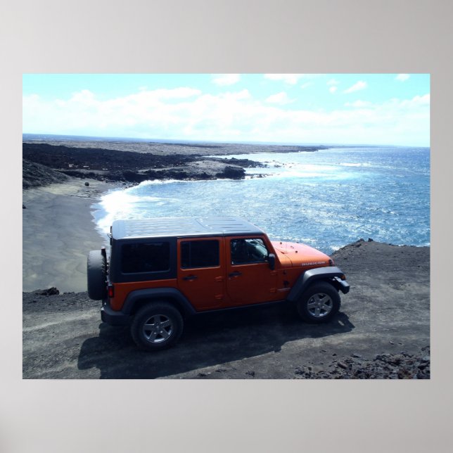 Póster Carretera al Sea Jeep aventura poster vista a la p (Frente)