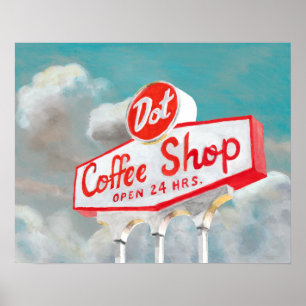 Póster Carretera Americana Rótulo Café