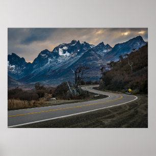 Póster Carretera Andes, Tierra del Fuego, Argentina