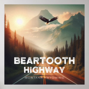 Póster Carretera Beartooth Montana Wyoming Águila