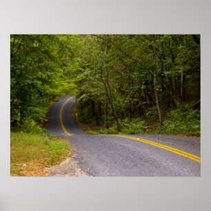 Póster Carretera con curvas