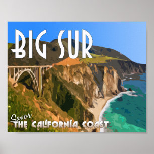 Póster Carretera de la costa del Pacífico del Gran Sur de