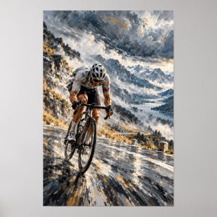 Póster Carretera de Montaña Ciclismo Dramático Paisaje Al