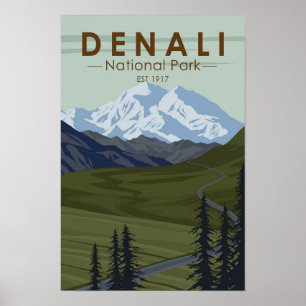 Póster Carretera del Parque Nacional Denali a Denali 