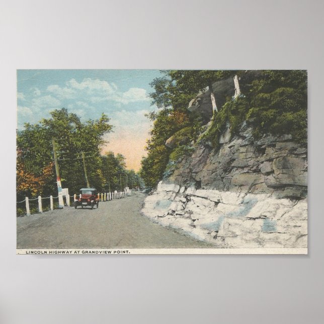 Póster Carretera Lincoln en la postal Grandview Point (Frente)