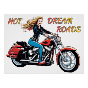 Póster Carreteras chica Hot Dream Glossy