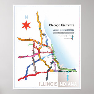 Póster Carreteras de Chicago